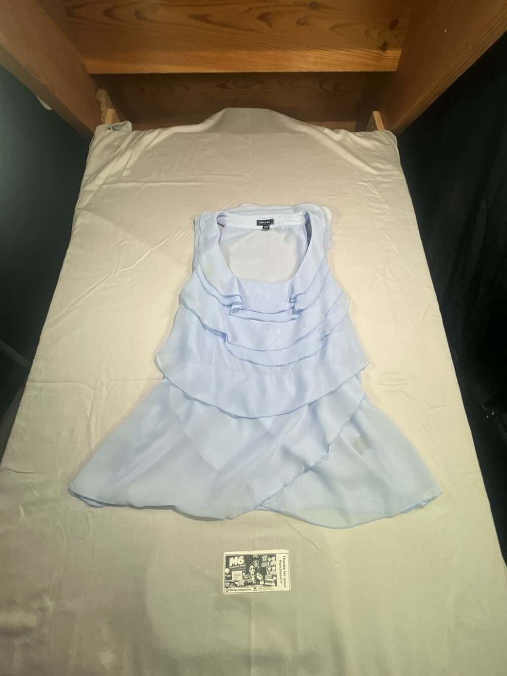 Piano Women's Size M Light Blue Sleeveless Ruffled Chiffon Blouse